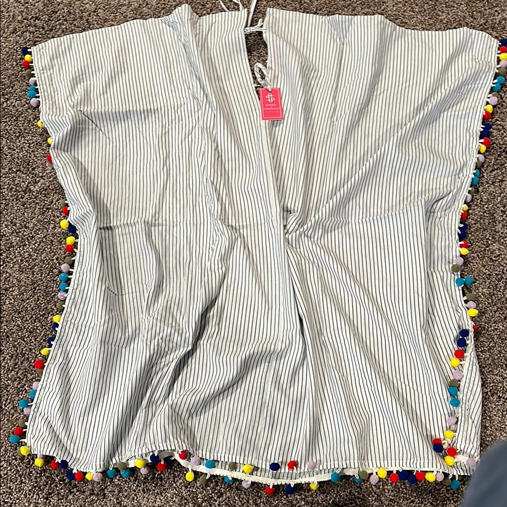 Simply Southern Striped Cover-Up w/ Pom Poms